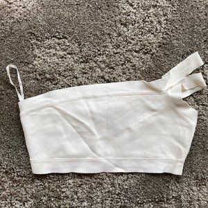 BCBGMAXAZRIA White One Shoulder Crop Top